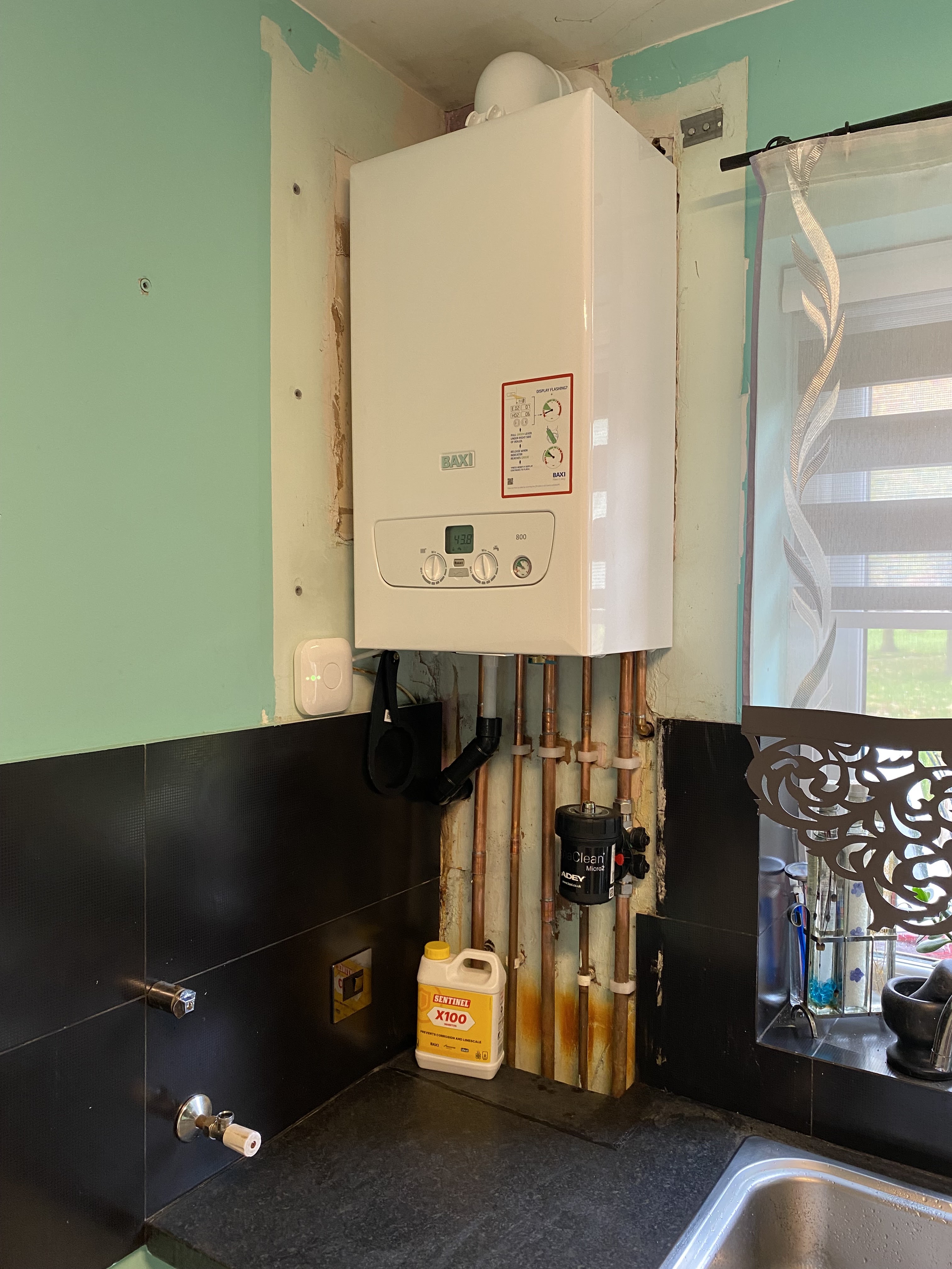 Baxi 800 kitchen install with MagnaClean — HeatWave Manchester
