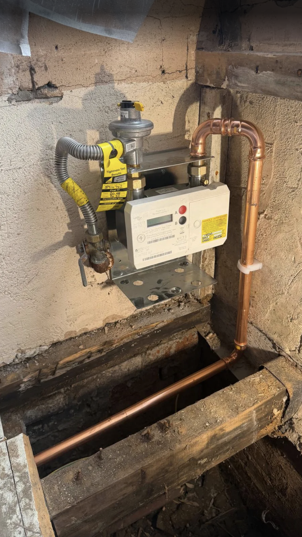 Gas meter and copper pipework — HeatWave Manchester